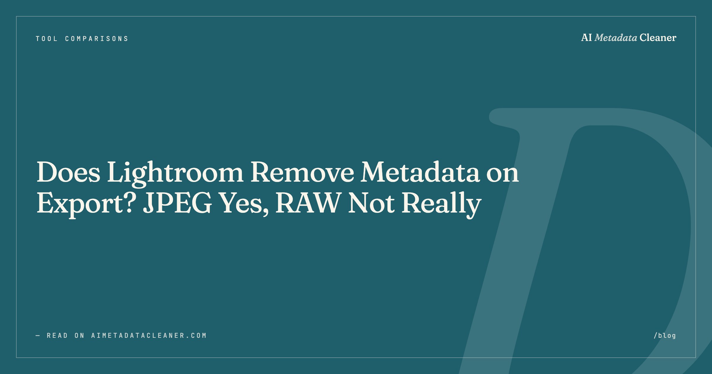 Does Lightroom Remove Metadata on Export? JPEG Yes, RAW Not Really — illustration