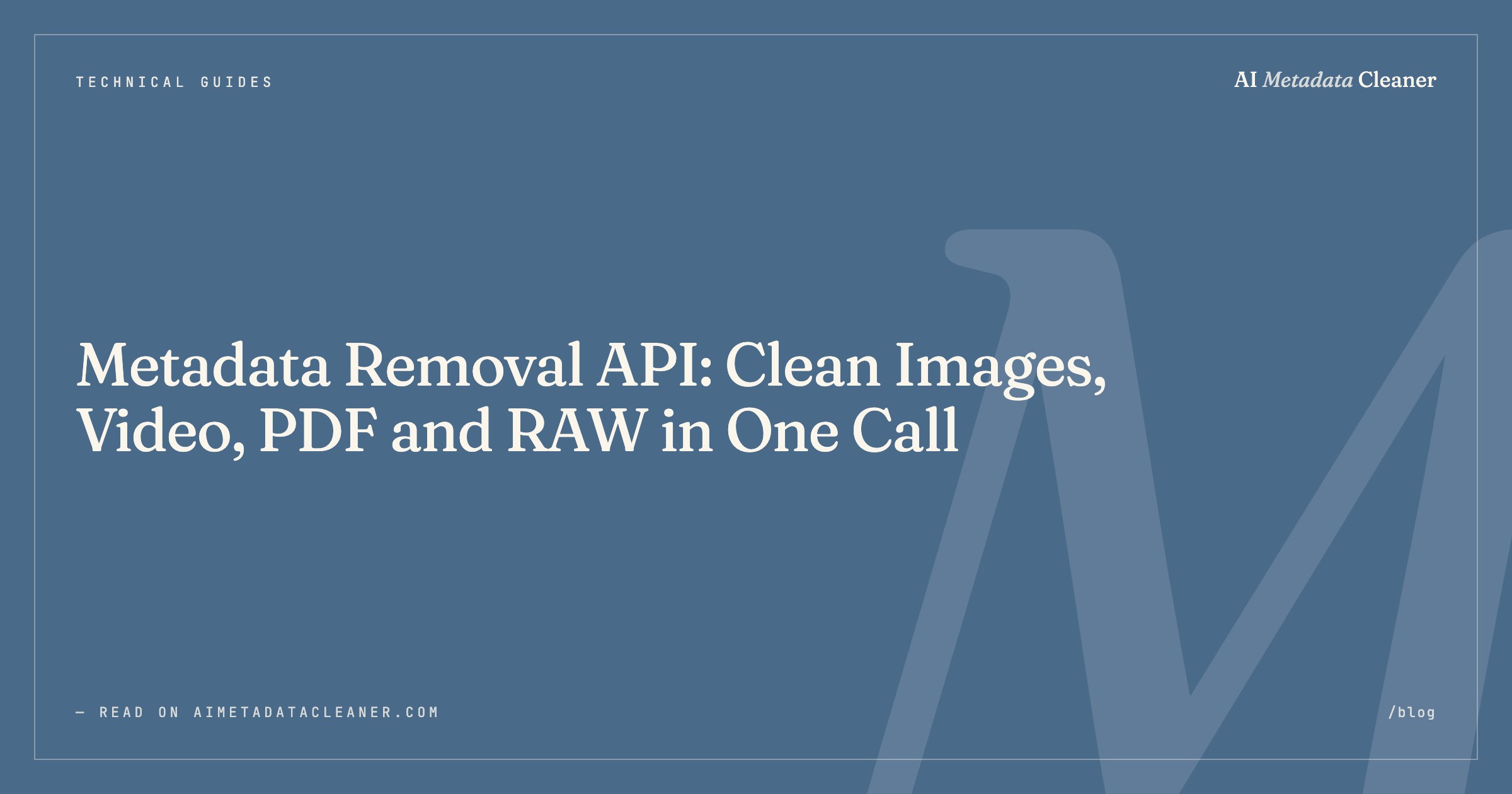 Metadata Removal API: Clean Images, Video, PDF and RAW in One Call — illustration